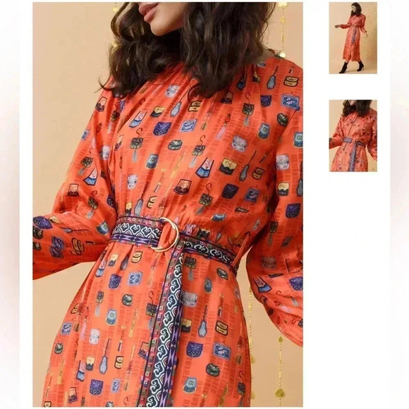 Emily Lovelock Teatime Midi Dress - Orange - Picture 9 of 10